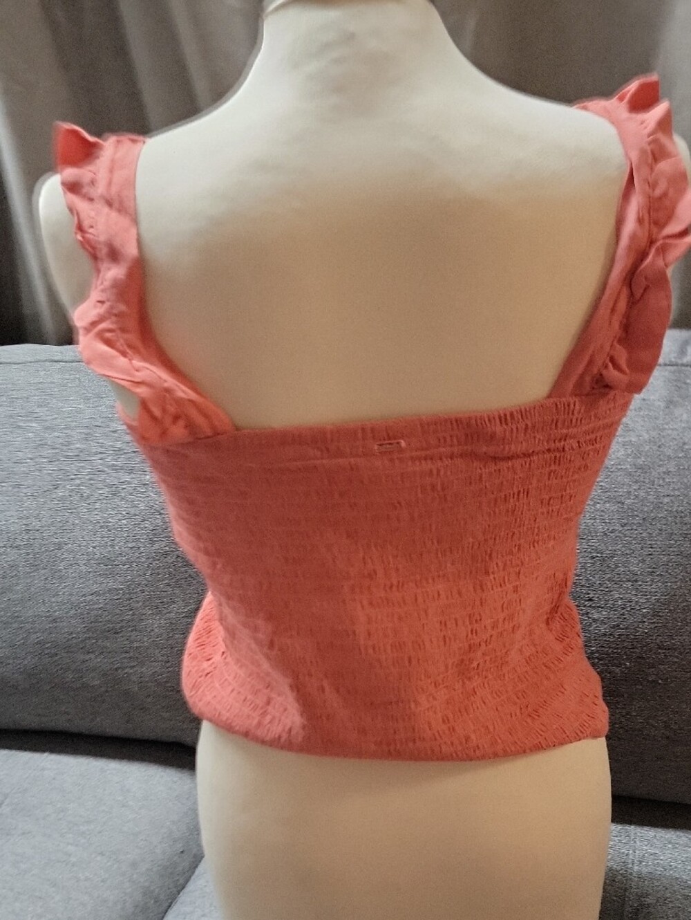 PINK Victoria's Secret Dusty Rose Smocked Ruffle Strap Tank - Picture 5 of 8